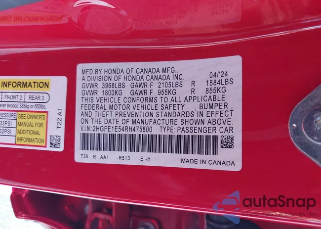 2HGFE1E54RH475800: 44128595