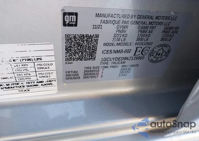 1GCUYDED9NZ139060: 44128677