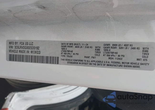 3C6LRVDG8SE530192: 44128788