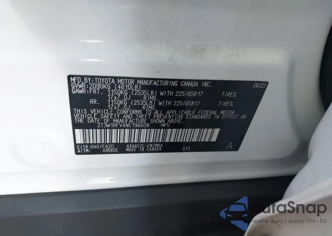 2T3W1RFV4NC196608: 44128944