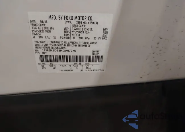 1FM5K8D82KGA07276: 44128279