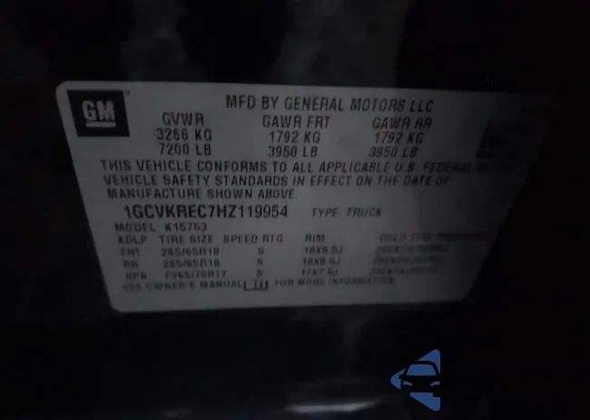 1GCVKREC7HZ119954: 44128357