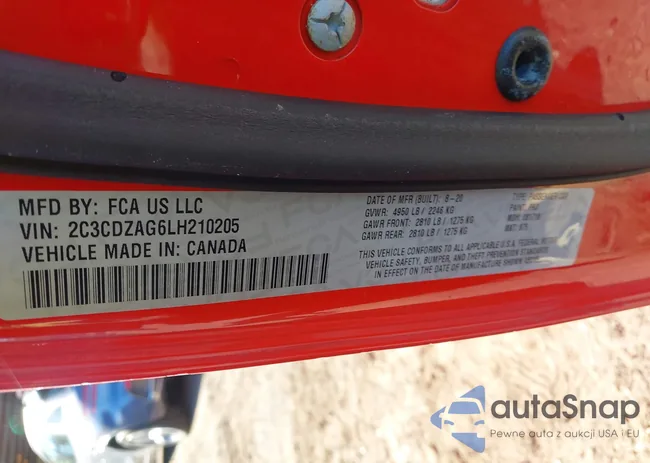 2C3CDZAG6LH210205: 44129521