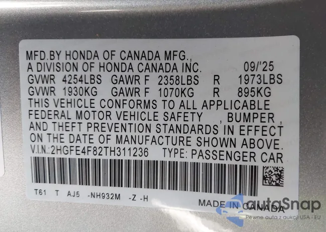 2HGFE4F82TH311236: 44129573