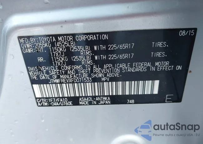 JTMWFREVXFD071533: 44129746