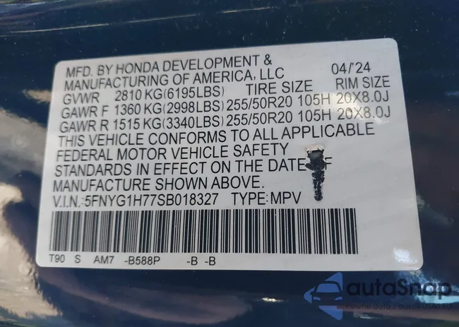 5FNYG1H77SB018327: 44129782