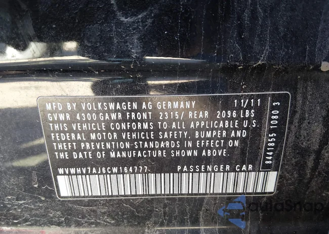 WVWHV7AJ6CW164777: 44130067