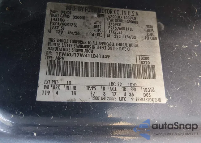 1FMRU17W41LB41449: 44130073