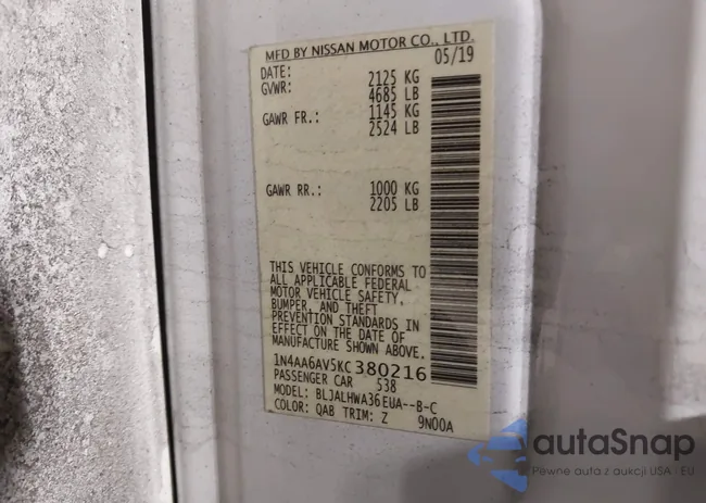 1N4AA6AV5KC380216: 44129207