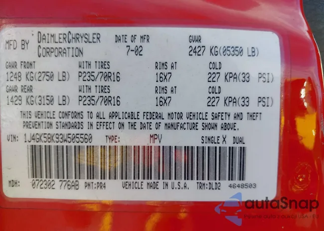 1J4GK58K93W505560: 44129376