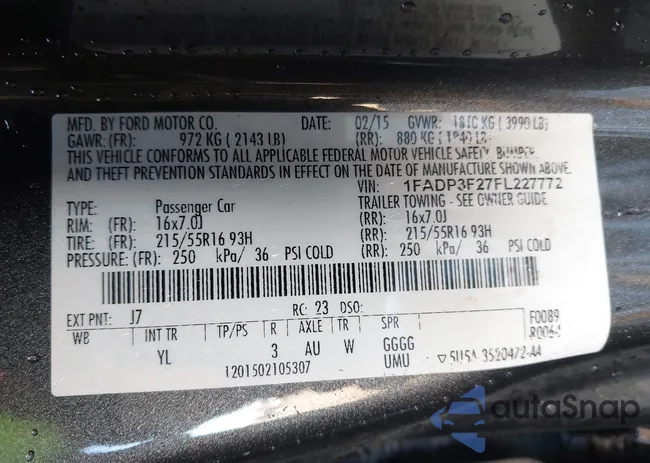 1FADP3F27FL227772: 44129434