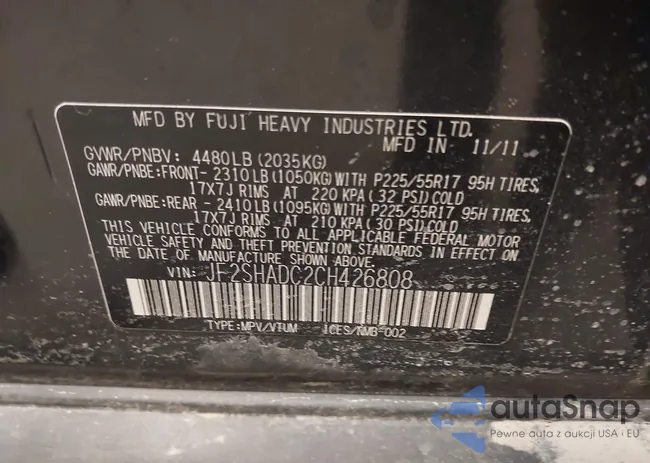 JF2SHADC2CH426808: 44130557