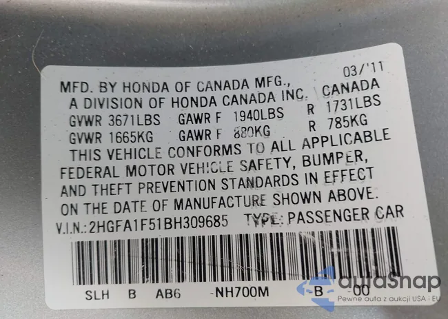 2HGFA1F51BH309685: 44130563