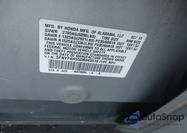 5FNYF4H55DB045516: 44130564