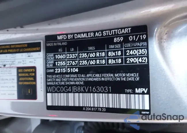 WDC0G4JB8KV163031: 44130767