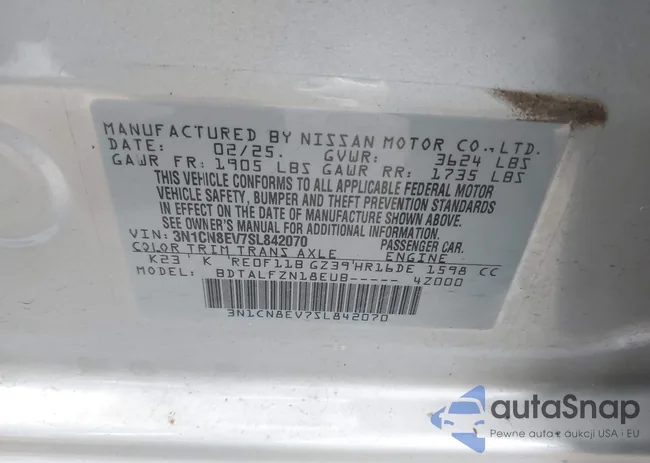 3N1CN8EV7SL842070: 44130827