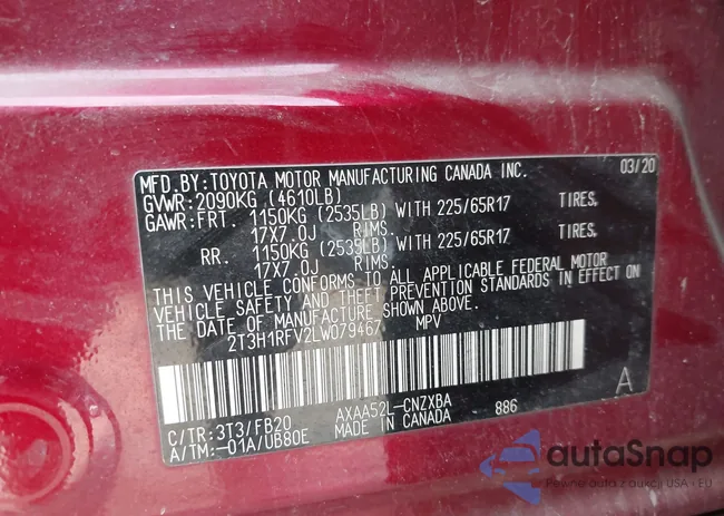 2T3H1RFV2LW079467: 44130842