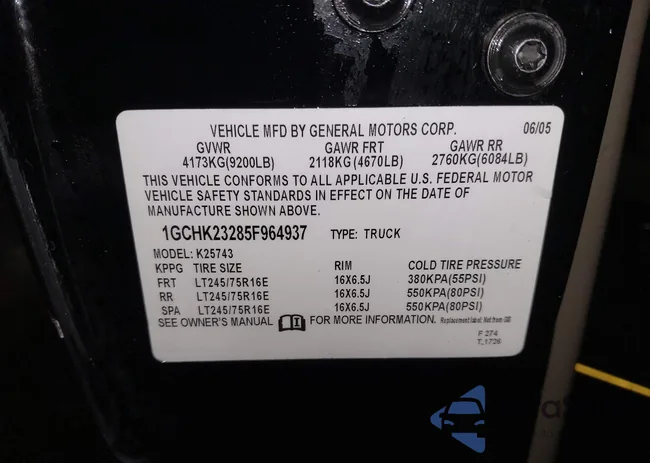 1GCHK23285F964937: 44130855