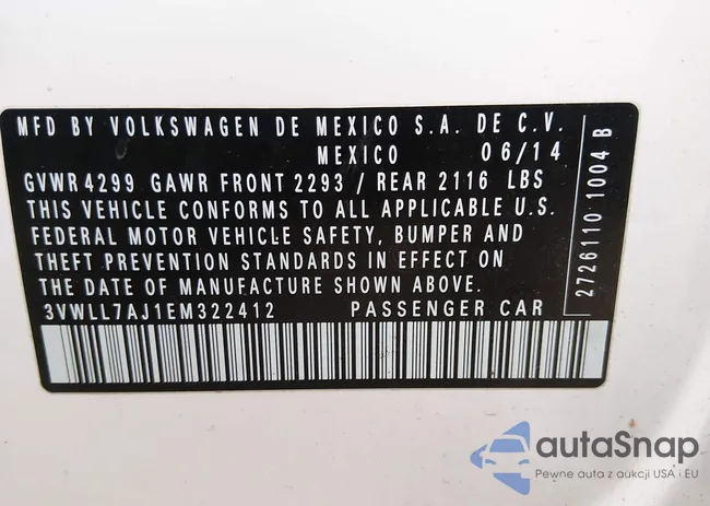 3VWLL7AJ1EM322412: 44130862