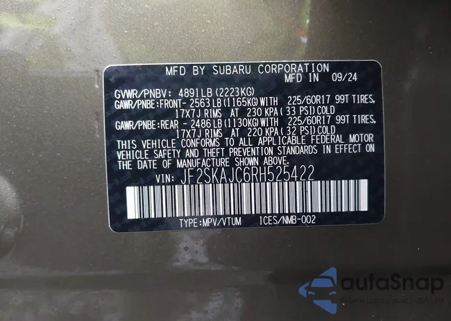 JF2SKAJC6RH525422: 44130909