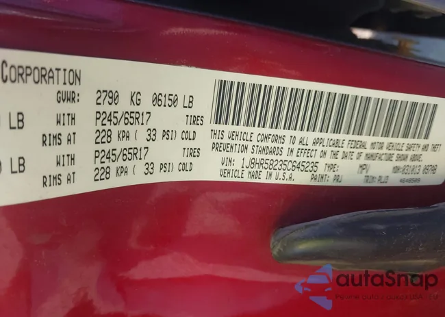 1J8HR58235C645235: 44130957