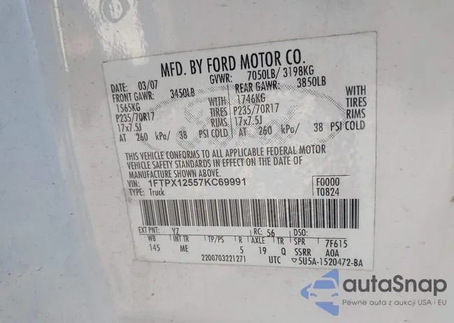 1FTPX12557KC69991: 44131034