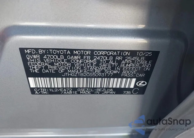 JTHGZ1B20S5093177: 44131071