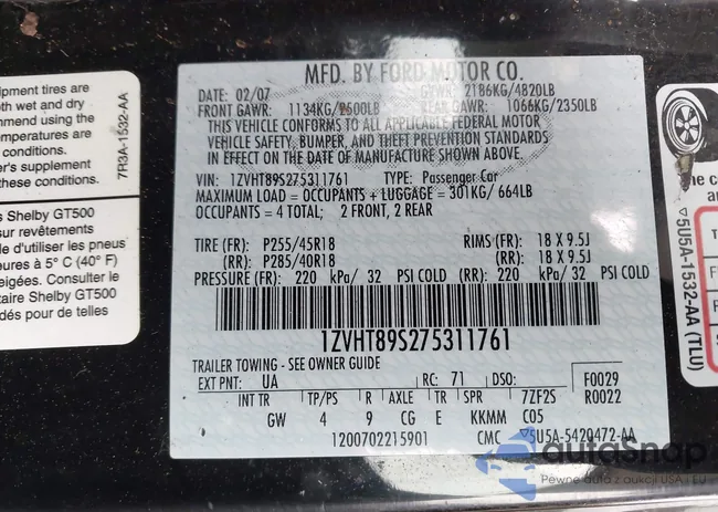 1ZVHT89S275311761: 44130123