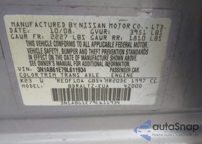 3N1AB61E79L611934: 44130305