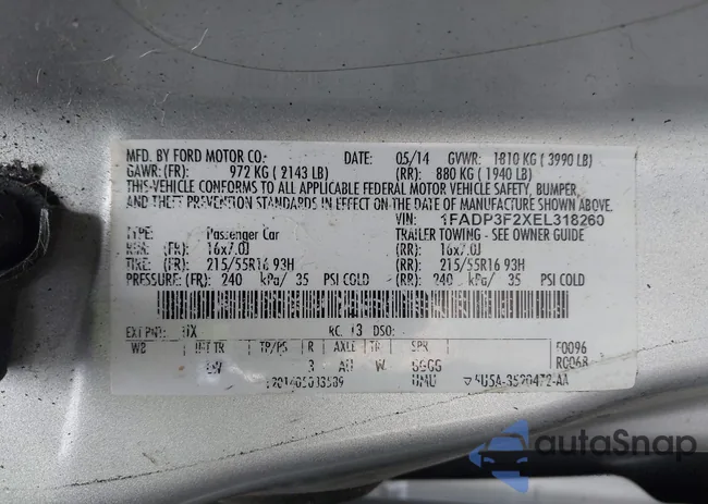 1FADP3F2XEL318260: 44131535