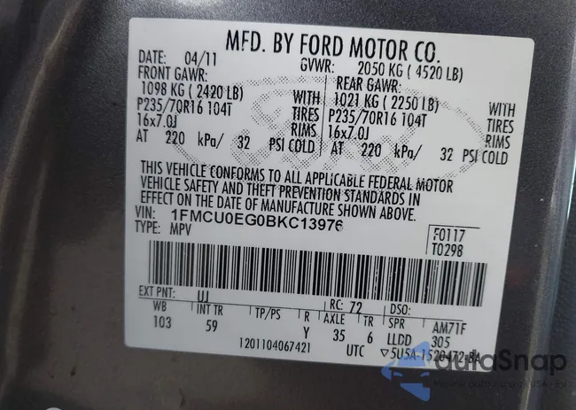 1FMCU0EG0BKC13976: 44131546