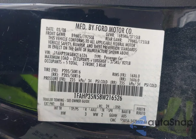 1FAHP35N58W216526: 44131570