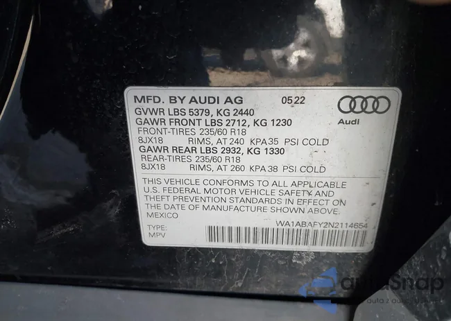 WA1ABAFY2N2114654: 44131573