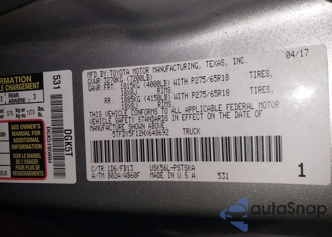 5TFDY5F12HX648692: 44131664