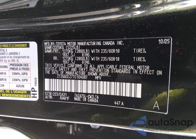 2T2GGCEZ7TC104087: 44131671