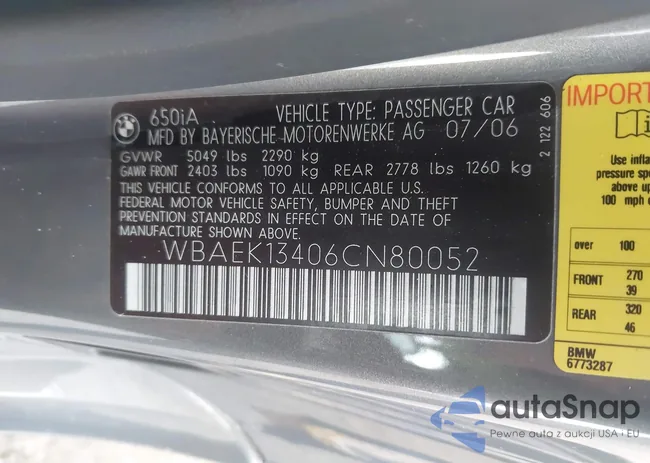 WBAEK13406CN80052: 44131687