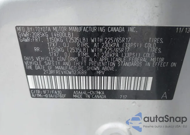 2T3RFREVXDW123689: 44131706