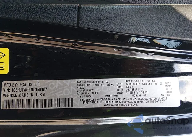 1C6HJTAG3NL160187: 44132053