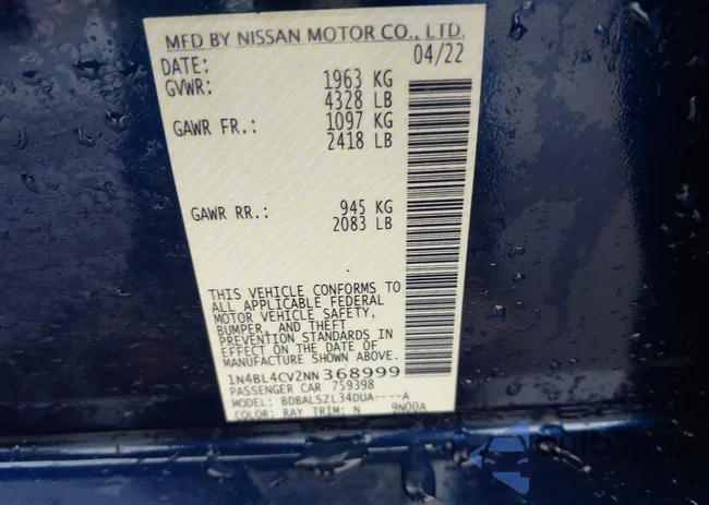 1N4BL4CV2NN368999: 44131164