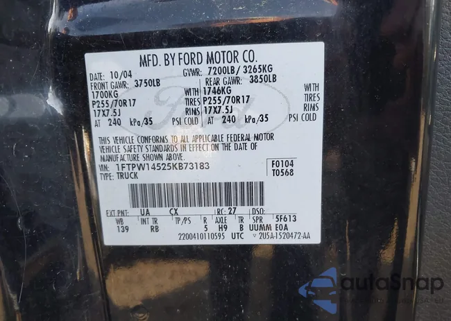 1FTPW14525KB73183: 44131371