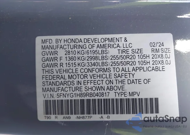 5FNYG1H89RB040817: 44131407