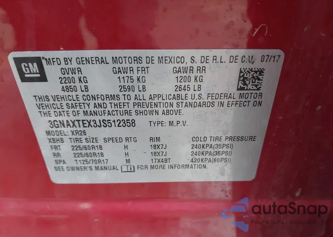 3GNAXTEX3JS512358: 44131458