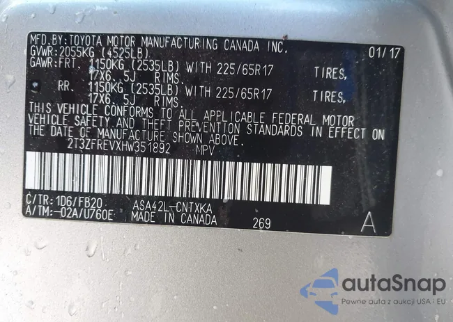 2T3ZFREVXHW351892: 44132599