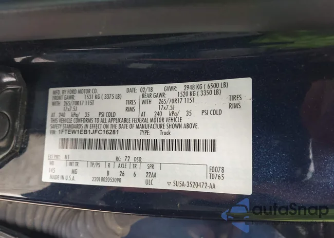 1FTEW1EB7JFC16281: 44132606