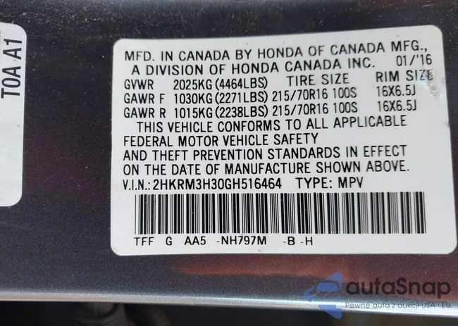 2HKRM3H30GH516464: 44132659