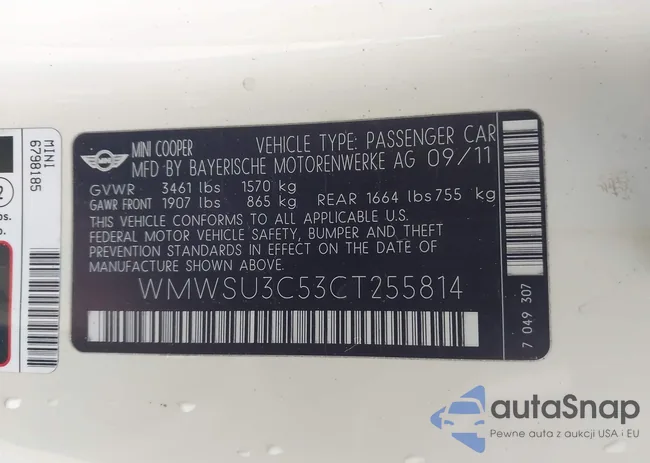 WMWSU3C53CT255814: 44132776