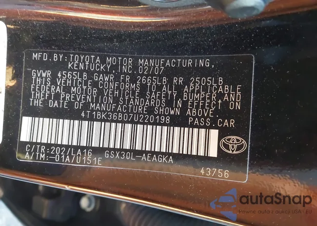 4T1BK36B07U220198: 44132787