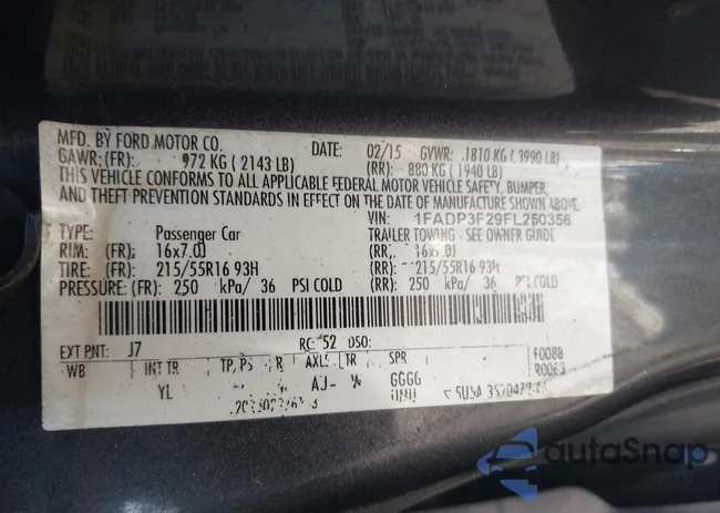 1FADP3F29FL250356: 44132789