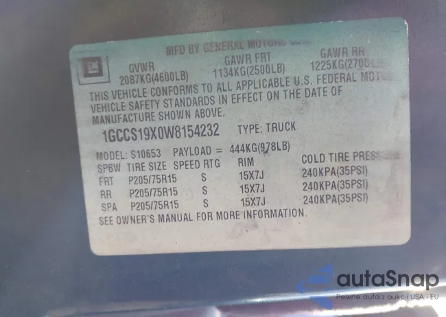 1GCCS19X0W8154232: 44132861