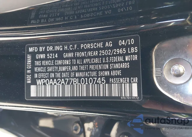 WP0AA2A77BL010745: 44132916